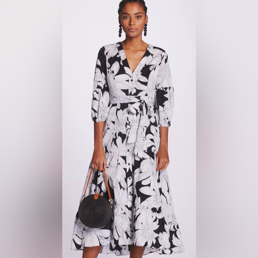 Anthropologie Maeve puff sleeved midi dress